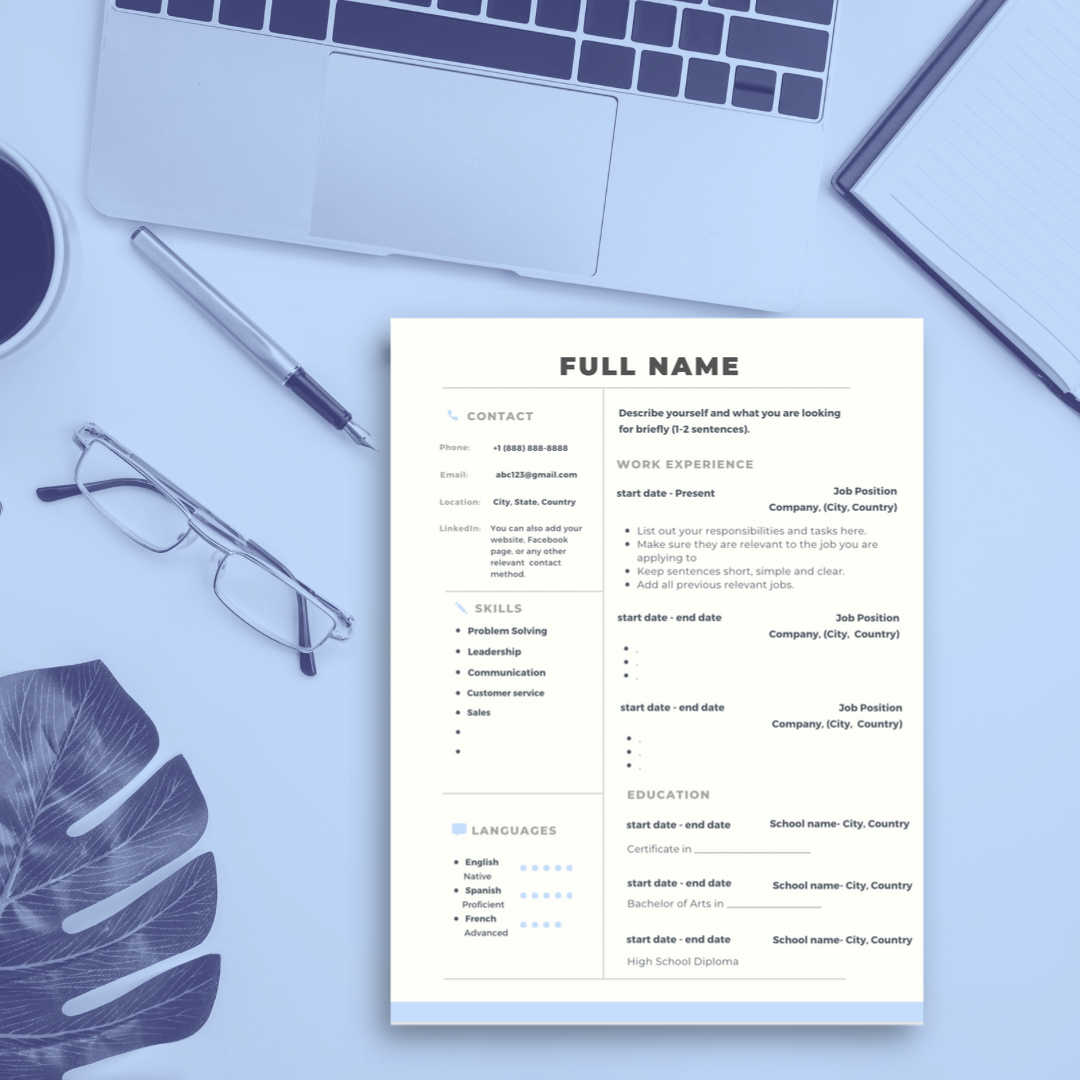 Canadian/US Style CV (Resume) Template